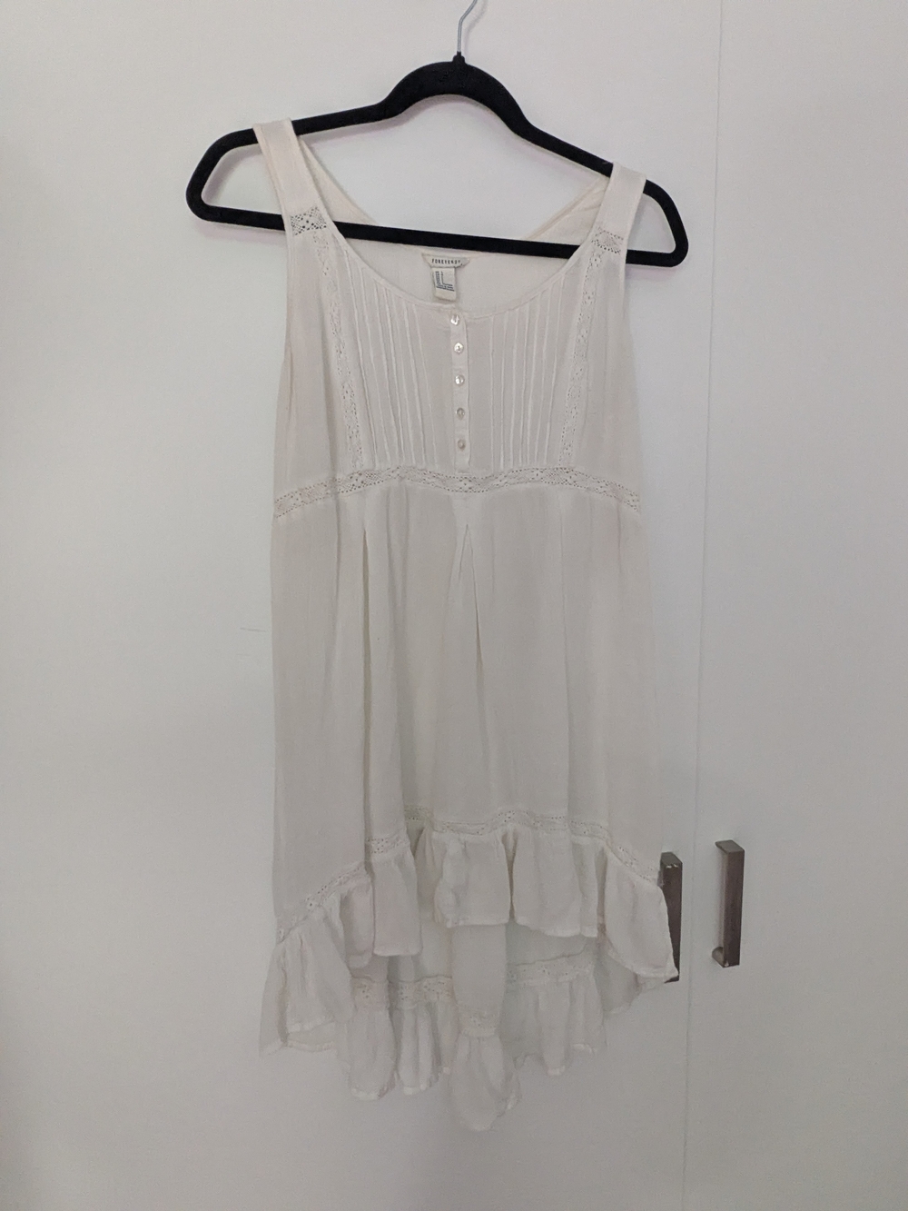 White Boho Ruffle Tank Dress